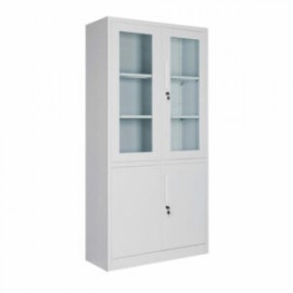 Gabinete Combinado Con Puertas De Vidrio 1.80 Blanco