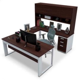 Escritorio Conjunto Ejecutivo con Archivero y Credenza linea ARIS 180x200x180